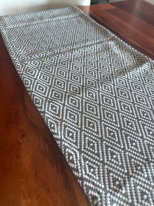 Grey and White Diamond Pattern Runner