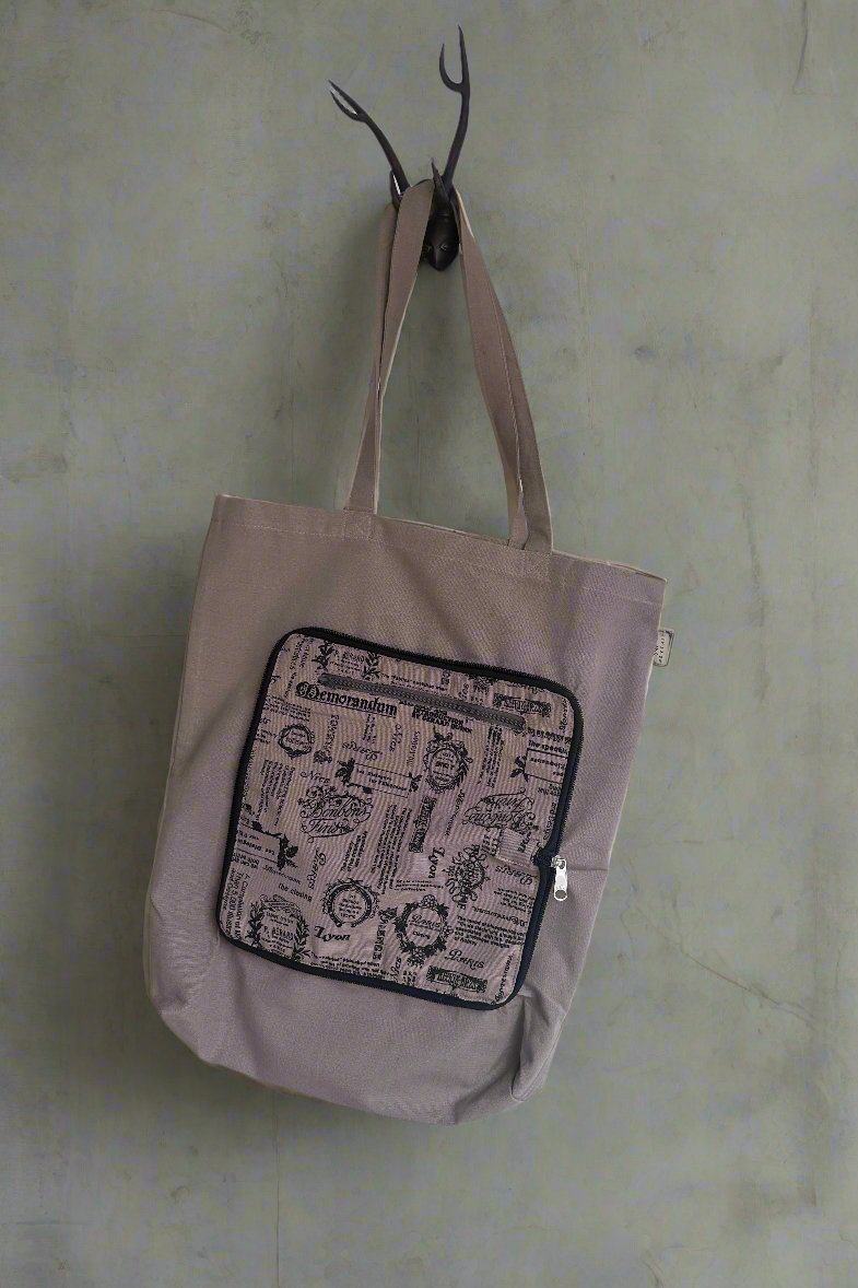 Brown Printed Tote Bag