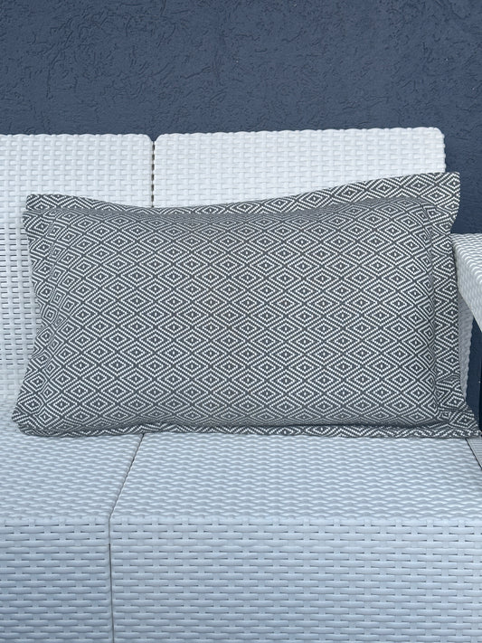 Grey Diamond Pattern Woven Pillow Cover