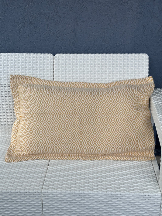 Yellow Diamond Pattern Woven Pillow Cover