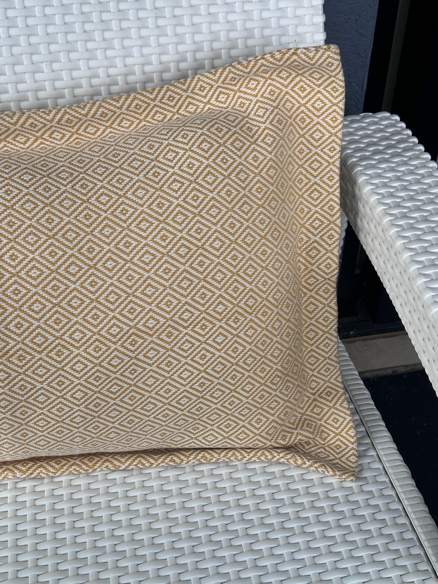 Yellow Diamond Pattern Woven Pillow Cover