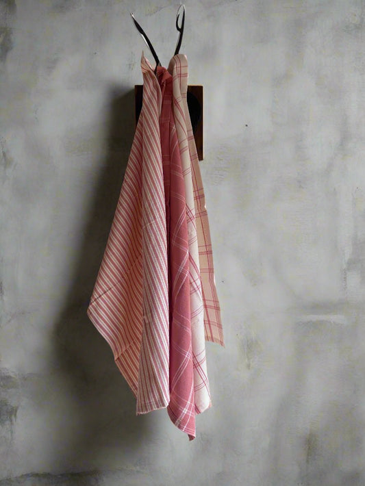 Pink Woven Kitchen Towel Set of 3