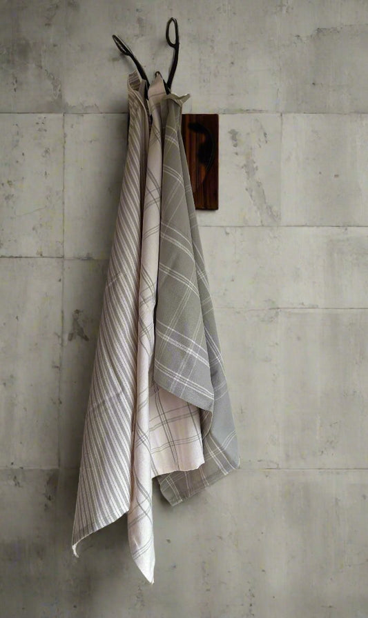 Grey Woven Kitchen Towel Set of 3