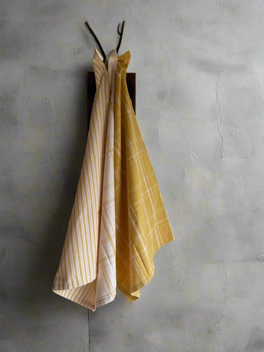 Yellow Woven Kitchen Towel Set of 3